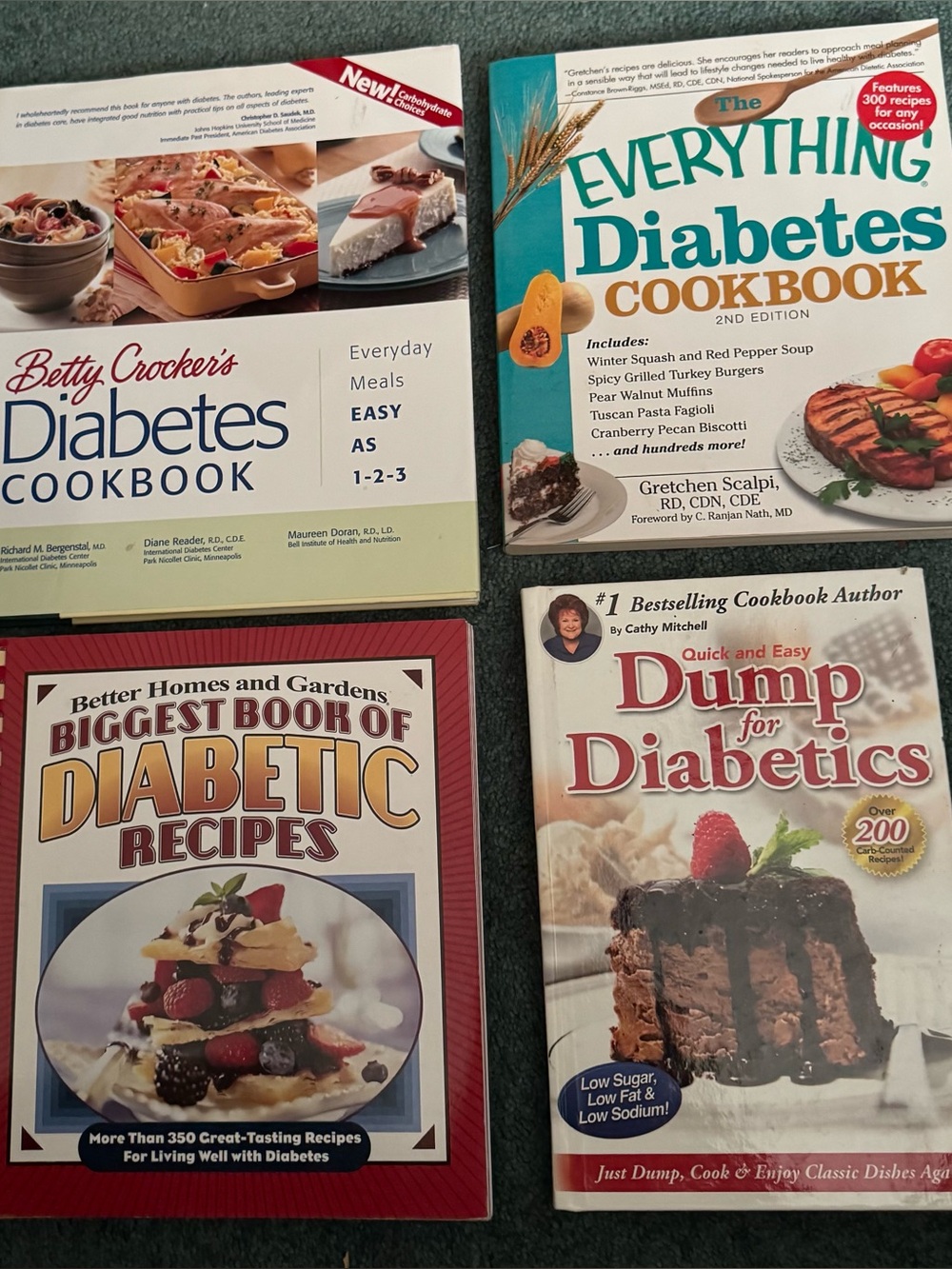 4 DIABETIC COOKBOOKS- Betty Crocker, Better Homes & Gardens, Others